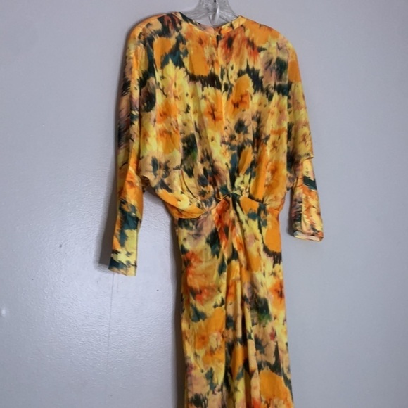 MANGO Flower Patterns Casual Flared V-Neck Long Sleeves Long maxi dress size 2 - Picture 7 of 11
